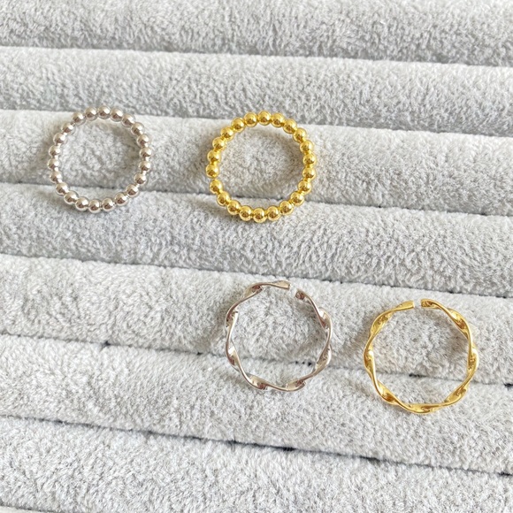 Minimalist ring set - 4-pcs 925 sterling silver ring gift set (adjustable ring) - Picture 2 of 10